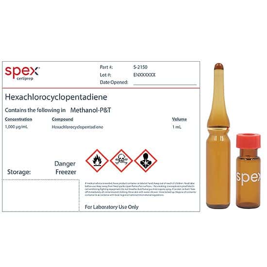 Spex S-2150-PK Hexachlorocyclopentadiene, 1,000 µg/mL in Methanol-P&T; 1 mL; 4/pk