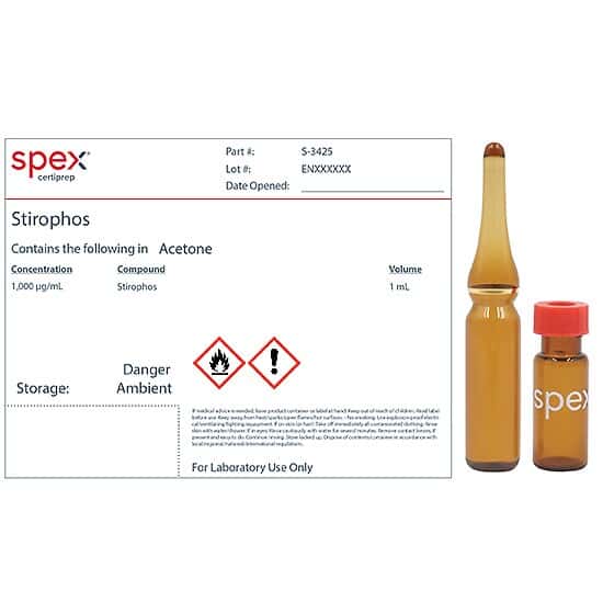 Spex S-3425-PK Stirophos (Tetrachlorvinphos), 1,000 µg/mL in Acetone; 1 mL; 4/pk