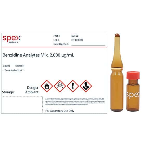Spex 605-X-PK Benzidines Mix for EPA Method 605, 8270 & CLP Series Methods, 2,000 µg/mL; 1 mL; 4/pk