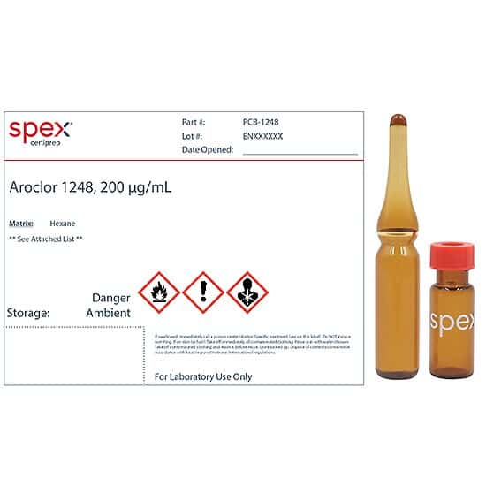 Spex PCB-1248-PK Aroclor 1248 Organic Standard, 200 µg/mL in Hexane; 1 mL; 4/pk