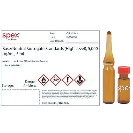 Spex CLPS-SBH5-PK Base/Neutral Surrogate Standard, 5,000 µg/mL; 5 mL; 4/Pk