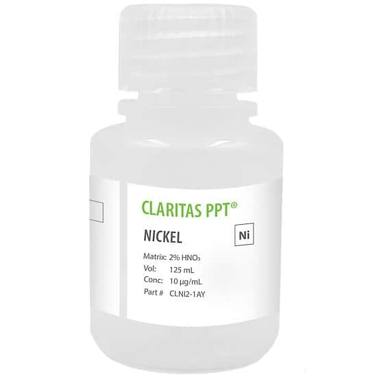 Spex CLNI2-1AY Claritas PPT® Grade Nickel, 10 µg/mL for ICP-MS in 2% HNO3; 125 mL