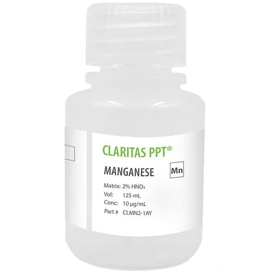 Spex CLMN2-1AY Claritas PPT® Grade Manganese, 10 µg/mL for ICP-MS in 2% HNO3; 125 mL