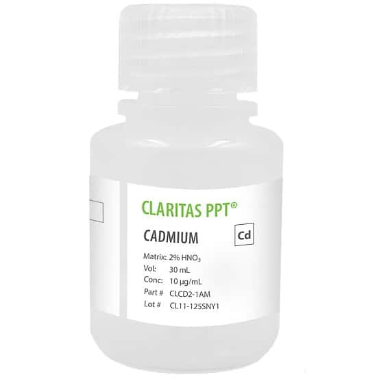 Spex CLCD2-1AM Claritas PPT® Grade Cadmium, 10 µg/mL for ICP-MS in 2% HNO3; 30 mL