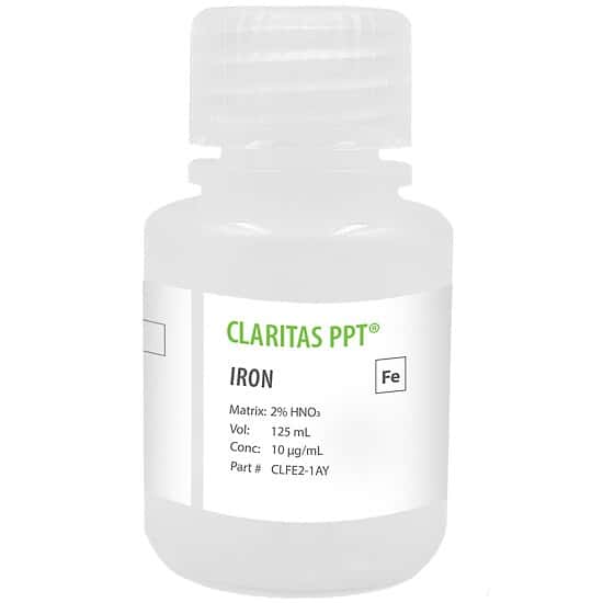 Spex CLFE2-1AY Claritas PPT® Grade Iron, 10 µg/mL for ICP-MS in 2% HNO3; 125 mL