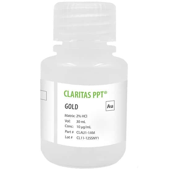 Spex CLAU1-1AM Claritas PPT® Grade Gold, 10 µg/mL for ICP/ICP-MS in 2% HCl; 30 mL