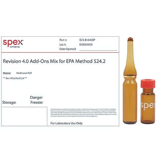 Spex ECS-B-046XP Revision 4.0 Add-Ons Mix for US EPA Method 524.2, 1.5 mL; 3/PK
