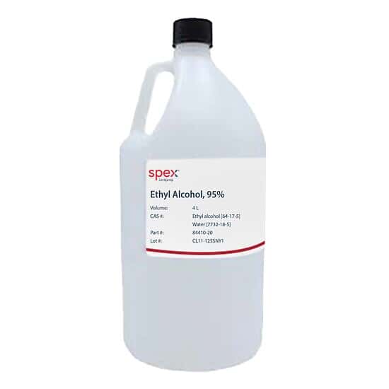Spex Ethanol (Denatured), 95%, Natural Poly Bottle; 4 L