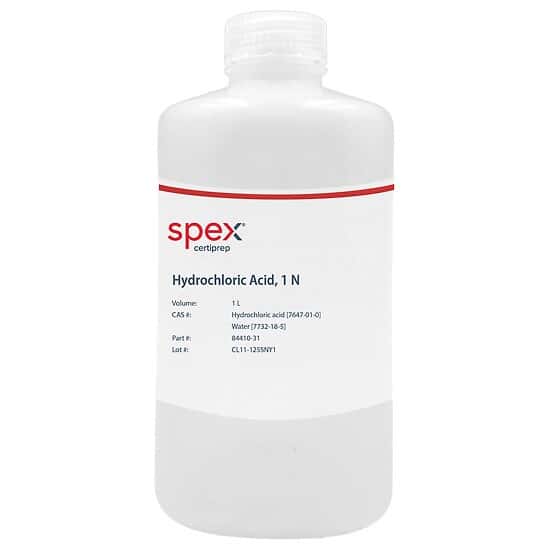 Spex Hydrochloric Acid, 1 N, Poly Bottle; 1 L
