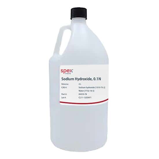 Spex Sodium Hydroxide, 0.1 N, Natural Poly Container; 4 L