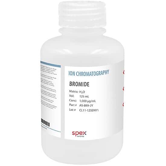 Spex CertiPrep ASBR92Y Bromide SingleElement Ion Anion Standard, 1,000 µg/mL in H2O; 125 mL