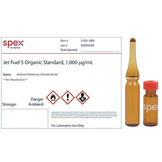 Spex CertiPrep SJP51000 Jet Fuel 5 Organic Standard, 1,000 µg/mL; 1