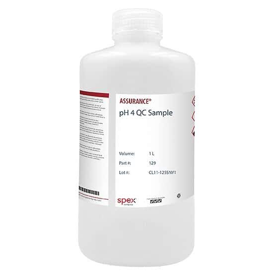 Spex CertiPrep 129 pH 4 Calibration Standard, NIST Traceable, 1 L; 1/EA