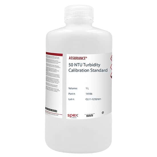 Spex CertiPrep 14106 Turbidity Calibration Standard, 50 NTU; 1 L from ColeParmer