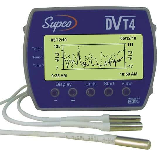 Supco DVT4 Data View 4-Channel Temperature Data Logger with Display