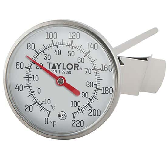 Taylor 8215N Dial BiMetal Test Thermometer, 1 3/4", 8" Stem, 0 to 220