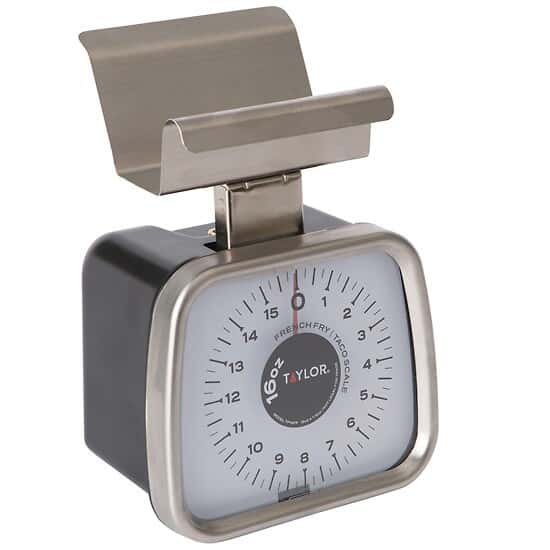Taylor TP16FF Mechanical SS Fixed Dial Portion Scale, 16 oz x 1/4 oz. with French Fry/Taco Holder