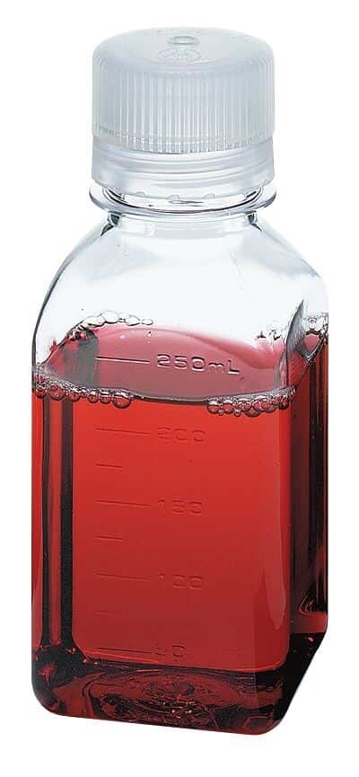 Thermo Scientific Nalgene 2015-0250 Polycarbonate Graduated Square Bottle, 250 mL, 6/pk