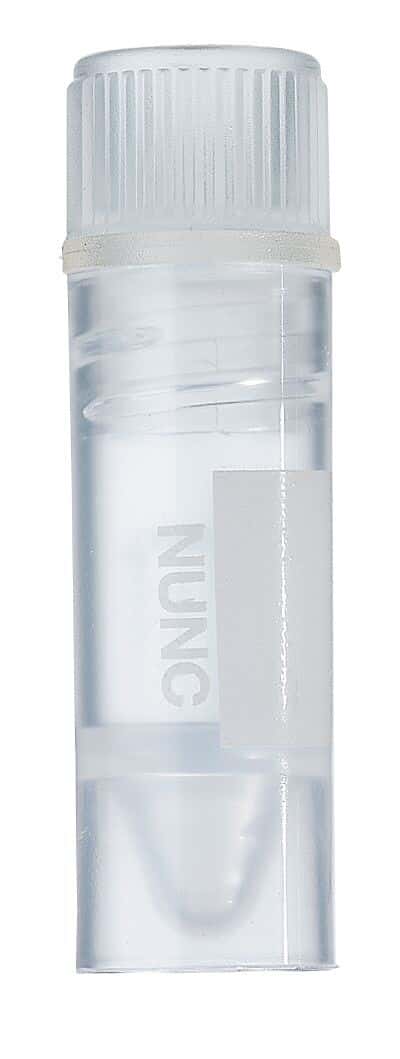 Thermo Scientific Nunc 366656 Cryogenic Vial, Sterile, Polypropylene, Internal Thread, Conical Self Standing Bottom, 1 mL; 50/Bag