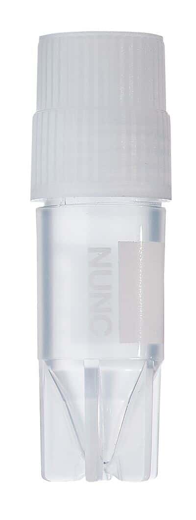 Thermo Scientific Nunc 377224 Cryogenic Vial, Sterile, Polypropylene, Internal Thread, Conical Self Standing Bottom, 1 mL; 50/Pk
