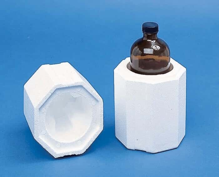 ThermoSafe 361UPS Boston Round Bottle Shipper, Horizontal, 16 oz/473 mL; 64/Cs