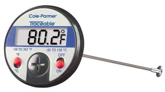 Traceable Jumbo-Display Dial Thermometer, ±1°C Accuracy; 1 Flat-Surface Probe