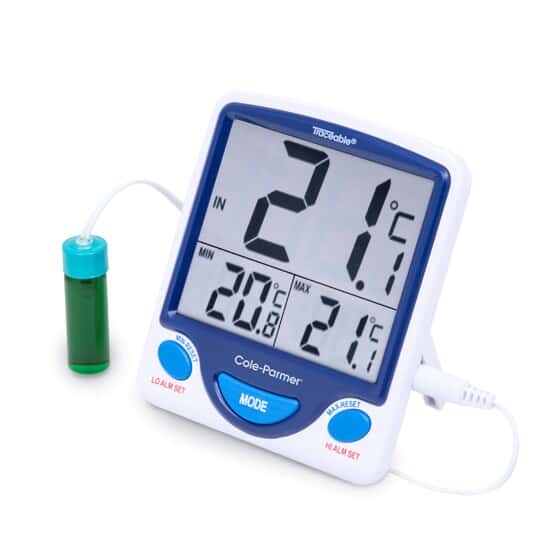 Traceable Jumbo Fridge/Freezer Digital Thermometer; 1 5-mL Vaccine Bottle Probe