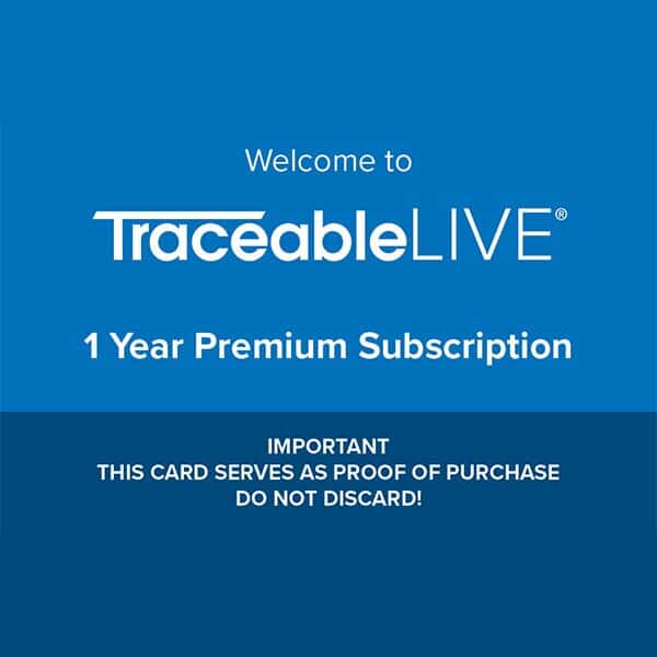 Traceable 1 Year Premium TraceableLive® Subscription Activation Code - Physical Card