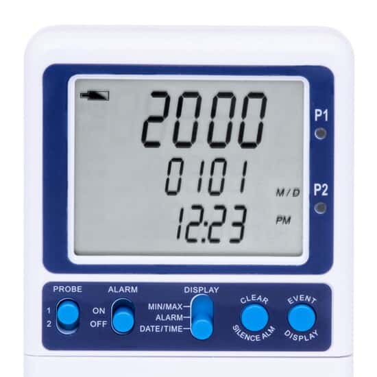 Data Logging Thermometer; 2 Glass Bottle Probes