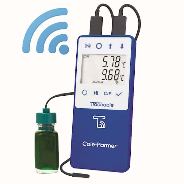Traceable Wi-Fi Data Logging Refrigerator/Freezer Thermometer Compatible with TraceableLIVE® Cloud Service; 1 Bottle and 1 Bullet Probe
