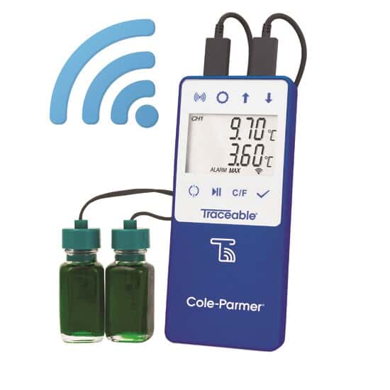 Traceable Wi-Fi Data Logging Refrigerator/Freezer Thermometer Bundle, 2 Bottle Probes​, with 1-Year Standard TraceableLIVE® Subscription