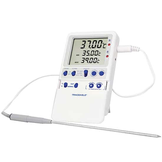 Traceable ExtremeAccuracy Digital Thermometer with Calibration, 37°C; 1 Stainless Steel Probe