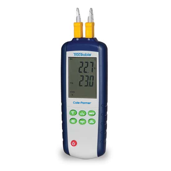 Traceable Dual-Input Data Logging Thermocouple Probe Thermometer, Type K/J