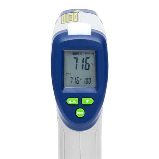 Infrared Thermometer with Adjustable Emissivity and Alarm, 12:1