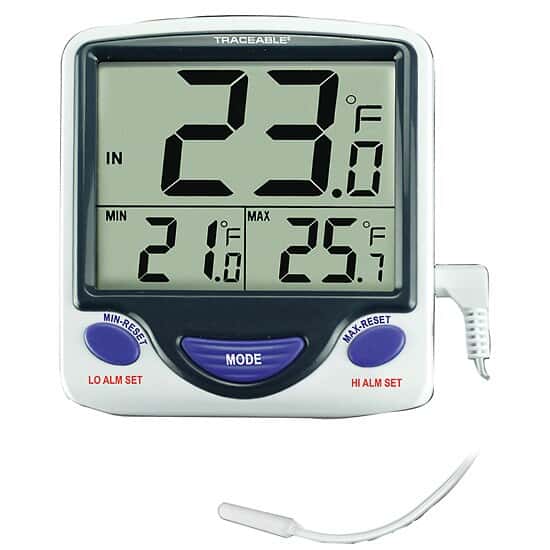 Traceable Jumbo Fridge/Freezer Digital Thermometer with Calibration; 1