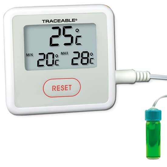 Traceable Sentry TripleDisplay Thermometer with Calibration, Celsius