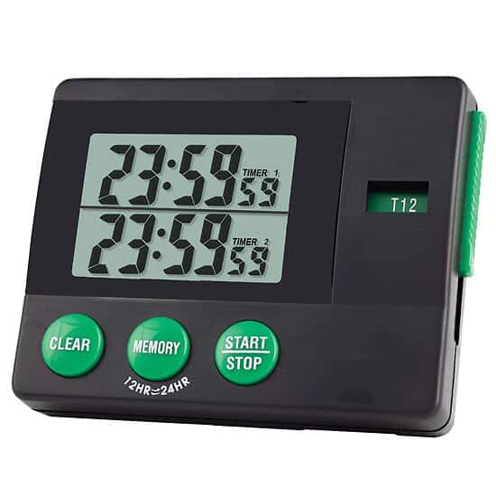 Always in Stock Traceable DualDisplay TwoMemory Digital Timer with
