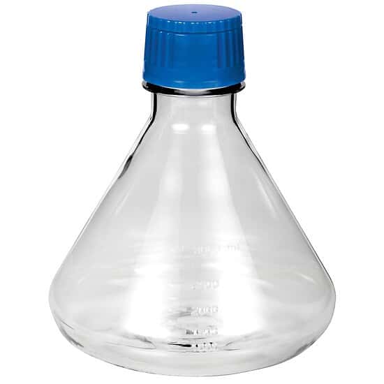 TriForest FPC3000S Flat-Base Sterile Erlenmeyer Shaker Flask, PC, 3000 mL; 12/CS