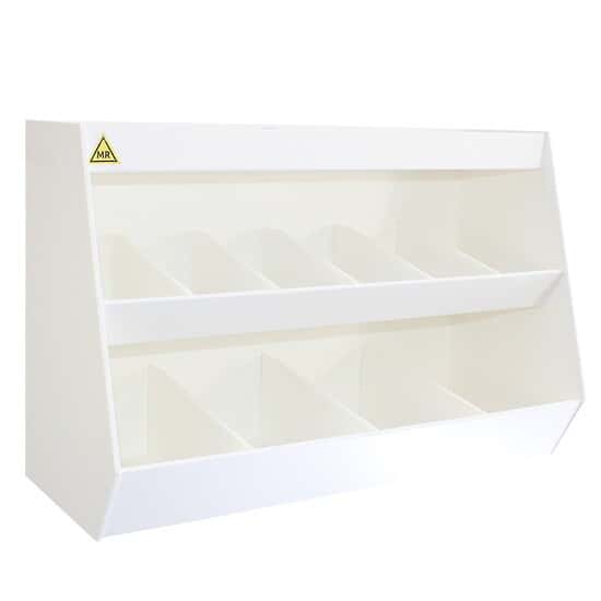 TrippNT MRI Lab Storage Shelf with 10 Bins, White from ColeParmer