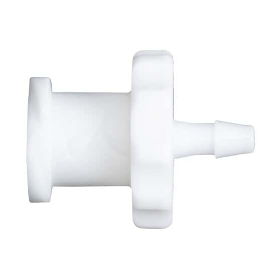 Value Plastics Luer to Hose Barb Fitting, Straight Adapter, White Nylon, Female Luer Thread x 200 Series Barb 1/16