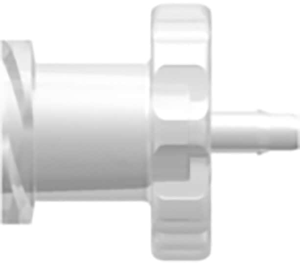 Value Plastics Luer to Hose Barb Fitting, Straight Adapter, Polypropylene, Female Luer Thread x 400 Series Barb 1/16