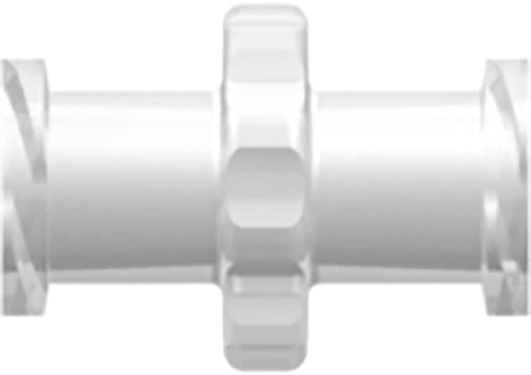 Value Plastics Luer Fitting, Straight Union, Clear Polycarbonate, Female Luer Thread ; 25/Pk