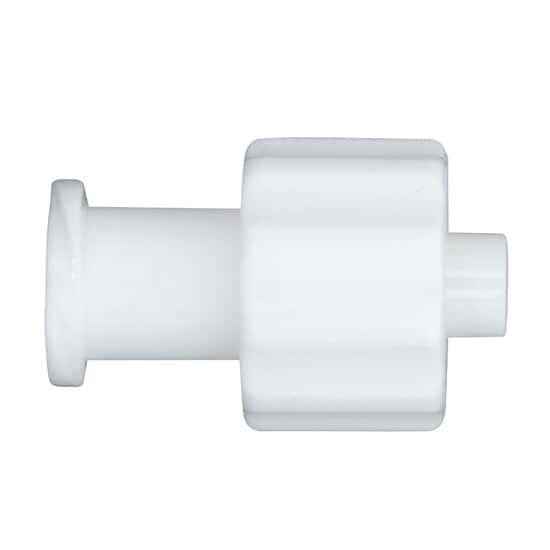 Value Plastics Luer Fitting, White Nylon, Male Luer Integral Lock Ring x Female Luer Thread; 25/Pk