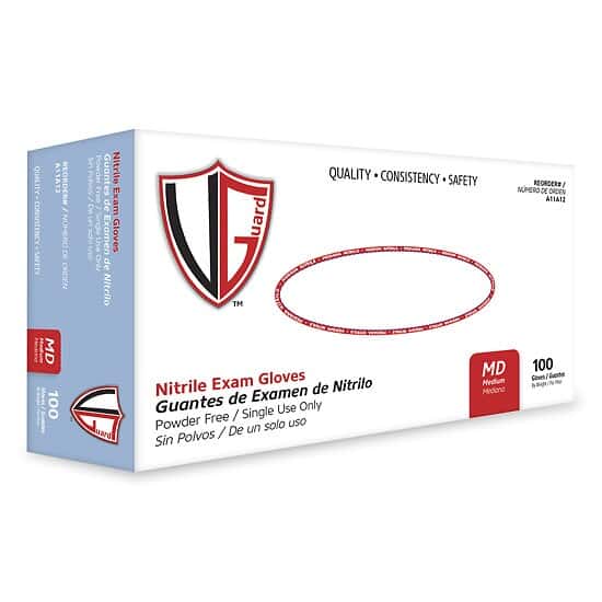 Vanguard Safety Powder-Free Nitrile Exam Gloves, 3.5 mil, Blue, Small; 1000/CS