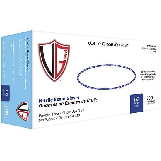 Vanguard Safety A14 Nitrile Chemo Exam Gloves, Small; 2000/CS