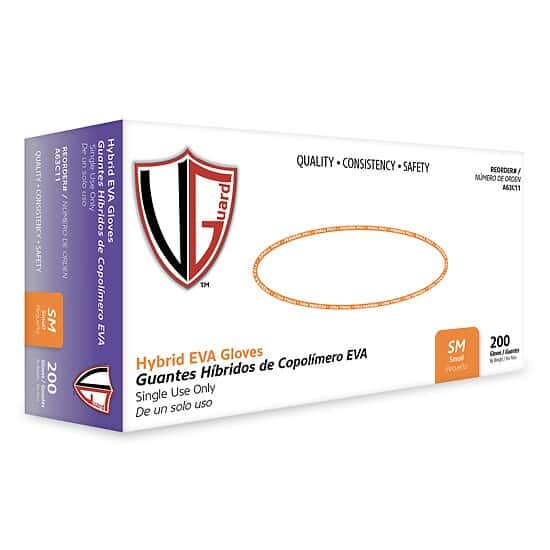 Vanguard Safety Hybrid EVA Industrial Gloves, 4 mil,  Small; 2000/CS