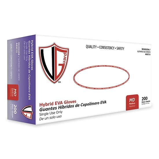 Vanguard Safety Hybrid EVA Industrial Gloves, 4 mil,  Medium; 2000/CS