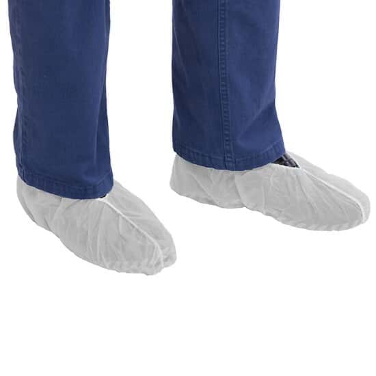 Vanguard Safety Polypropylene Shoe Cover, Non-Skid w/ Elastic, White, Extra-Large; 300/CS