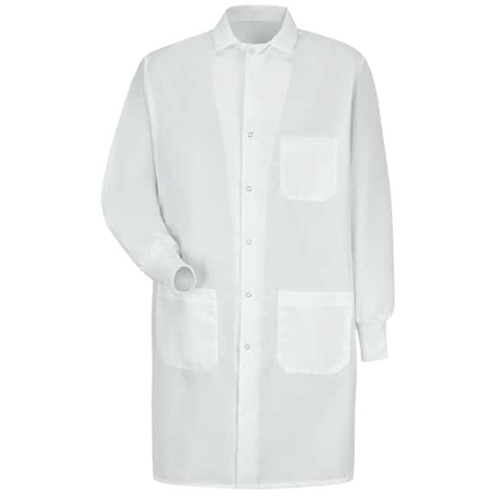 VF Workwear Cuffed Unisex Lab Coat, Poly/Cotton with Inside Pocket, White, Large