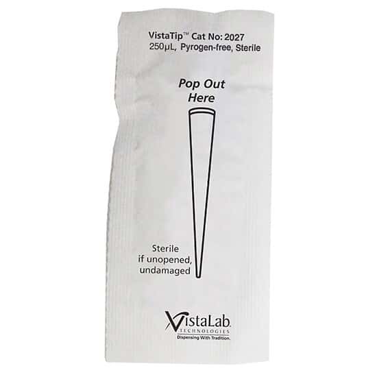 VistaLab VistaTip™ Pipette Tips, Sterile, Individually Wrapped, RNase/DNase Free, 1250 µL; 200/Pk